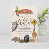 2つの野生のオーストラリアの動物の2番目の誕生日 招待状 (スタンド正面)