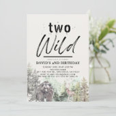 2つの野生のクマの森の山の男の子2番目の誕生日 招待状 (スタンド正面)
