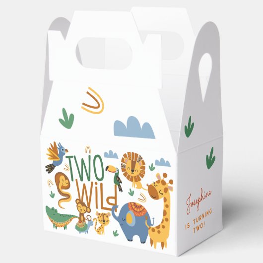 2つの野生のサファリの動物の二番目の誕生日パーティー フェイバーボックス (オープン)