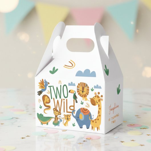 2つの野生のサファリの動物の二番目の誕生日パーティー フェイバーボックス
