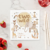 2つの野生のサファリの動物の子供の誕生日 スタンダードランチョンナプキン (インサイチュ)