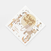 2つの野生のサファリの動物の子供の誕生日 スタンダードランチョンナプキン (角)