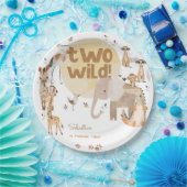 2つの野生のサファリの動物の子供の誕生日 ペーパープレート (パーティー)