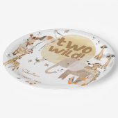 2つの野生のサファリの動物の子供の誕生日 ペーパープレート (アングル)