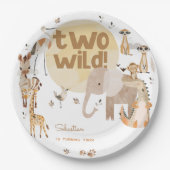 2つの野生のサファリの動物の子供の誕生日 ペーパープレート (正面)