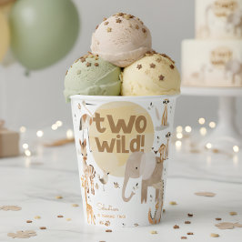 2つの野生のサファリの動物の子供の誕生日 紙コップ