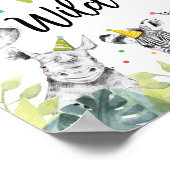 2つの野生のサファリアニマルズセカンド誕生日サイン ポスター (角)