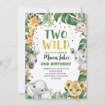 2つの野生のサファリジャングル動物の誕生日