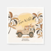 2つの野生のサファリジャングル動物2nd誕生日 スタンダードカクテルナプキン (正面)