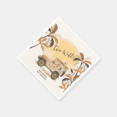 2つの野生のサファリジャングル動物2nd誕生日 スタンダードカクテルナプキン (角)