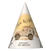 2つの野生のサファリジャングル動物2nd誕生日 パーティーハット (正面)