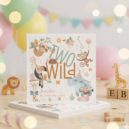 2つの野生のサファリ動物の子供の誕生日パーティー スタンダードランチョンナプキン