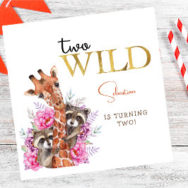 2つの野生のサファリ動物の子供の誕生日パーティー スタンダードランチョンナプキン