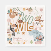 2つの野生のサファリ動物の子供の誕生日パーティー スタンダードランチョンナプキン (正面)