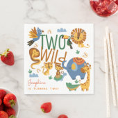 2つの野生のサファリ動物の子供の誕生日パーティー スタンダードランチョンナプキン (インサイチュ)