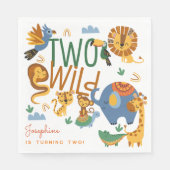 2つの野生のサファリ動物の子供の誕生日パーティー スタンダードランチョンナプキン (正面)