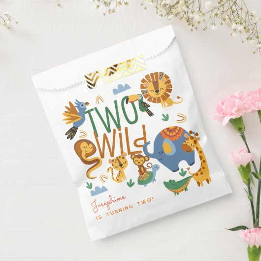 2つの野生のサファリ動物の子供の誕生日パーティー フェイバーバッグ (封をした状態)