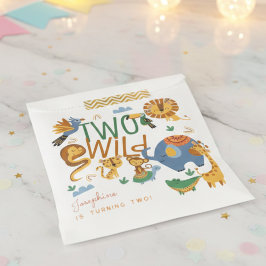 2つの野生のサファリ動物の子供の誕生日パーティー フェイバーバッグ