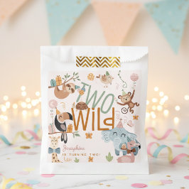 2つの野生のサファリ動物の子供の誕生日パーティー フェイバーバッグ