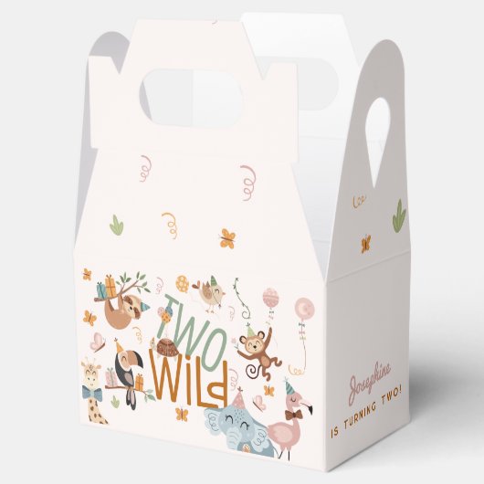 2つの野生のサファリ動物の子供の誕生日パーティー フェイバーボックス (オープン)
