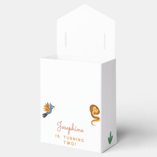 2つの野生のサファリ動物の子供の誕生日パーティー フェイバーボックス (オープン)