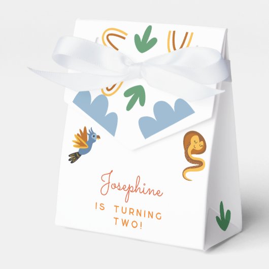 2つの野生のサファリ動物の子供の誕生日パーティー フェイバーボックス (正面サイド)