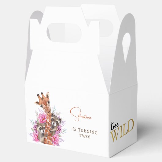 2つの野生のサファリ動物の子供の誕生日パーティー フェイバーボックス (オープン)