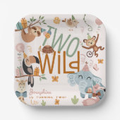 2つの野生のサファリ動物の子供の誕生日パーティー ペーパープレート (正面)
