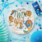 2つの野生のサファリ動物の子供の誕生日パーティー ペーパープレート (パーティー)