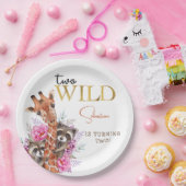 2つの野生のサファリ動物の子供の誕生日パーティー ペーパープレート (パーティー)