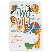 2つの野生のサファリ動物の子供の誕生日パーティー ミディアムペーパーバッグ (正面)