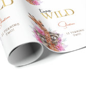 2つの野生のサファリ動物の子供の誕生日パーティー ラッピングペーパー (ロールコーナー)