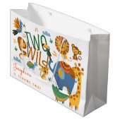 2つの野生のサファリ動物の子供の誕生日パーティー ラージペーパーバッグ (正面アングル)