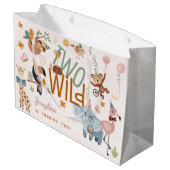 2つの野生のサファリ動物の子供の誕生日パーティー ラージペーパーバッグ (裏面アングル)