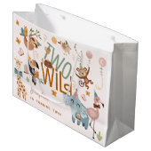 2つの野生のサファリ動物の子供の誕生日パーティー ラージペーパーバッグ (正面アングル)