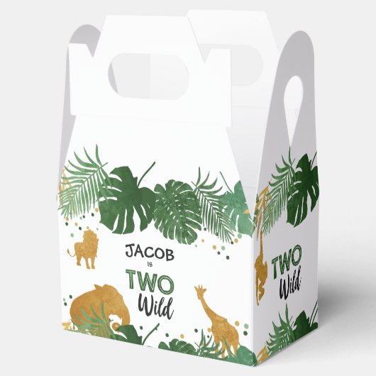 2つの野生のサファリ動物の金ゴールド少年ジャングルビーフボックス フェイバーボックス (オープン)