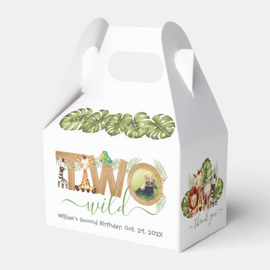 2つの野生のサファリ動物2nd誕生日ジャングルの写真 フェイバーボックス (裏面サイド)