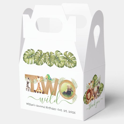 2つの野生のサファリ動物2nd誕生日ジャングルの写真 フェイバーボックス (オープン)