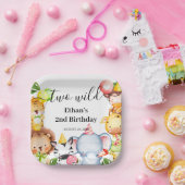 2つの野生のジャングルサファリ動物2nd誕生日パーティー ペーパープレート (パーティー)