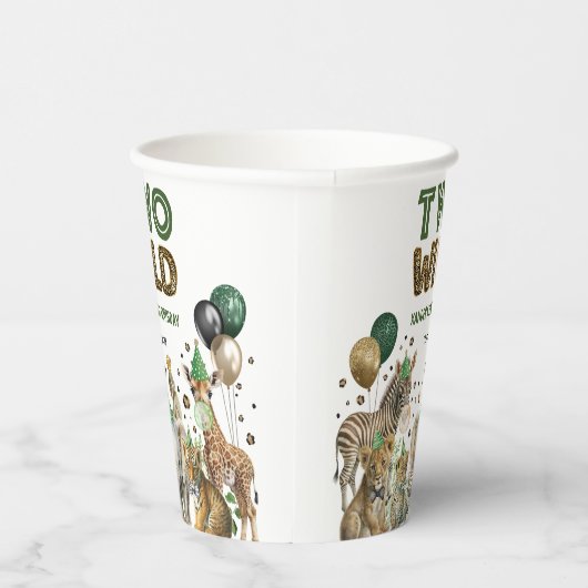 2つの野生のジャングルサファリ動物2nd誕生日パーティー 紙コップ (右)