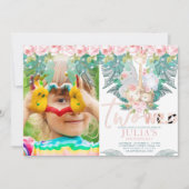 2つの野生のジャングル動物の誕生日写真 招待状 (正面)