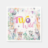 2つの野生のトロピカルサファリアニマルズセカンド誕生日 スタンダードカクテルナプキン (正面)