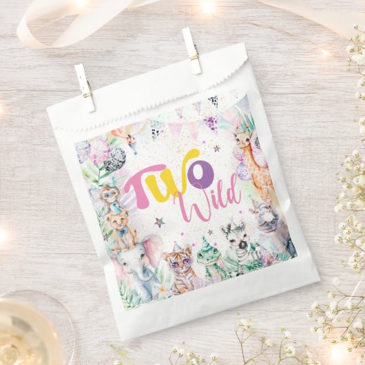 2つの野生のトロピカルサファリアニマルズセカンド誕生日 フェイバーバッグ (クリップ留めされた状態)