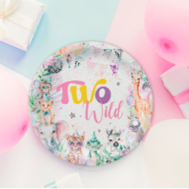 2つの野生のトロピカルサファリアニマルズセカンド誕生日 ペーパープレート