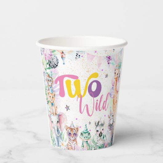 2つの野生のトロピカルサファリアニマルズセカンド誕生日 紙コップ (裏面)