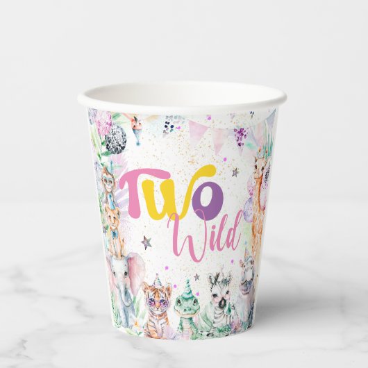 2つの野生のトロピカルサファリアニマルズセカンド誕生日 紙コップ (正面)