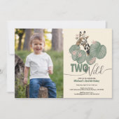 2つの野生のフォトキリン動物2nd誕生日パーティー 招待状 (正面)