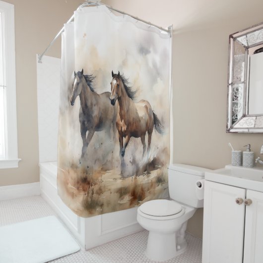 "2つの野生の口ひげ"ほこりっぽい西の水色 シャワーカーテン (インサイチュ)