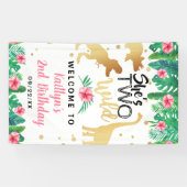 2つの野生の恐竜の女の子2nd誕生日パーティーへようこそ 横断幕 (横)