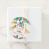 2つの野生の恐竜の女の子2nd誕生日パーティー フェイバータグ (インサイチュ)